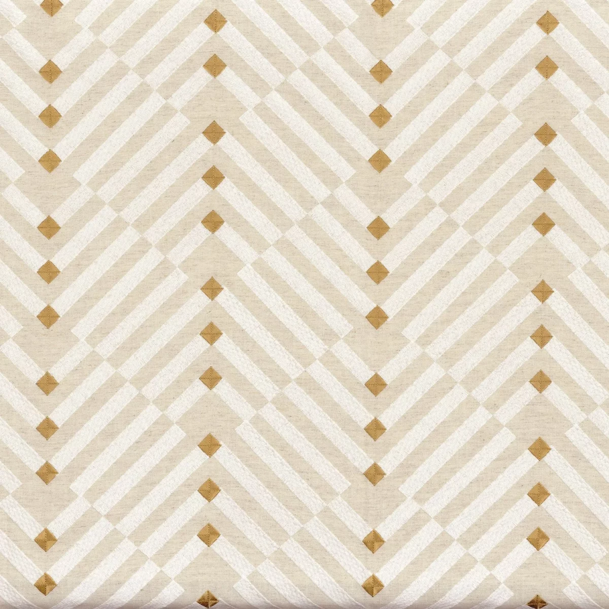 Golden Gate Fabric - Lin by neutral geometric embroideried fabric from Camengo