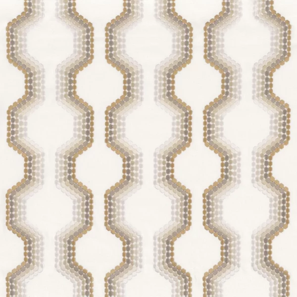 Caltrain Fabric - Beige by neutral striped embroideried fabric from Camengo