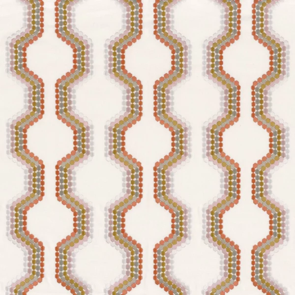 Caltrain Fabric - Terracota by orange striped embroideried fabric from Camengo