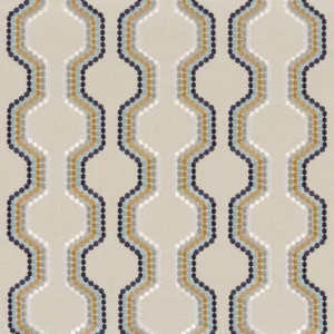 blue striped embroideried fabric from Camengo