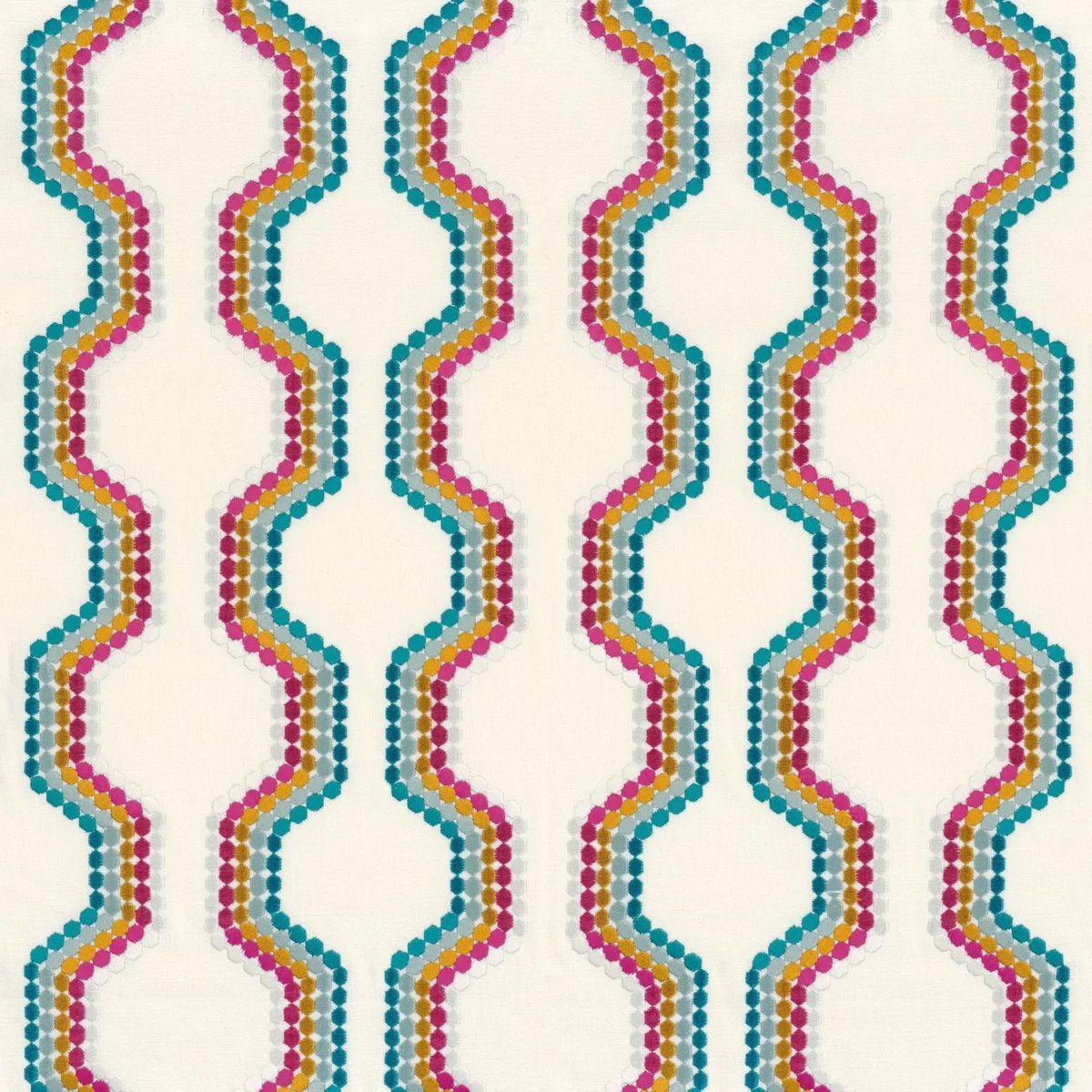 multicolour striped embroideried fabric from Camengo