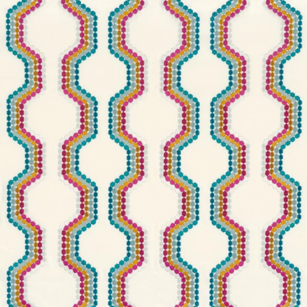 Caltrain Fabric - Multicolore by multicolour striped embroideried fabric from Camengo