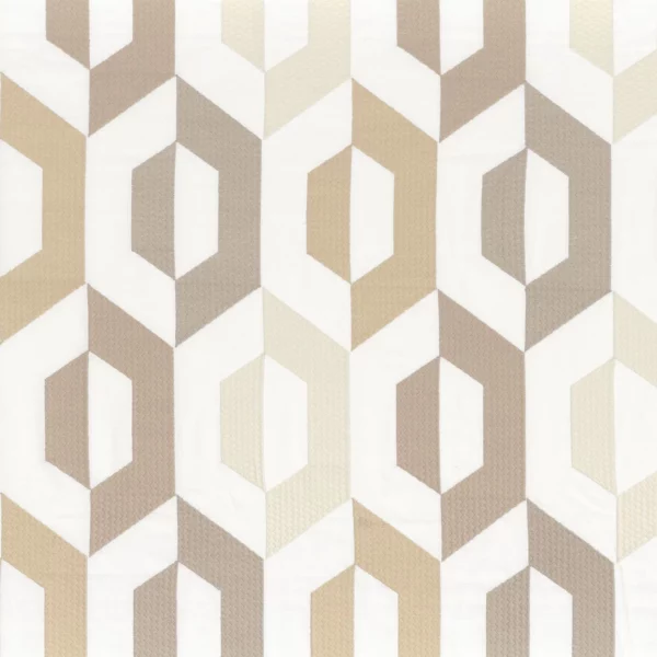 San Francisco Fabric - Beige by neutral geometric embroideried fabric from Camengo