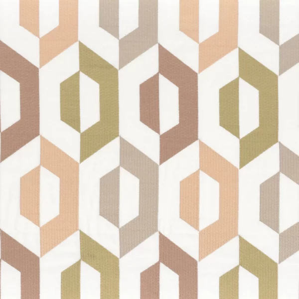 San Francisco Fabric - Terracota by green geometric embroideried fabric from Camengo
