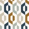 blue geometric embroideried fabric from Camengo