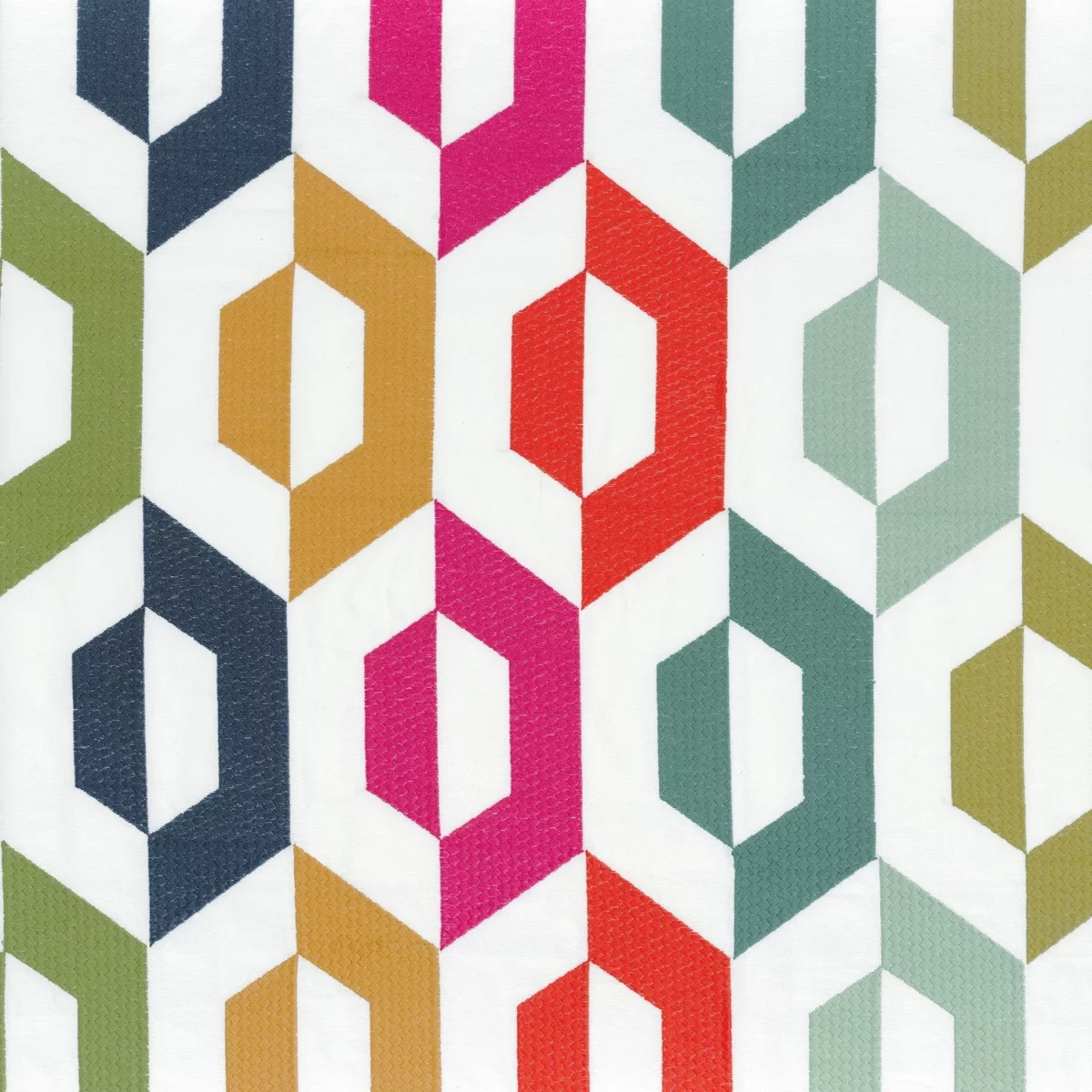 San Francisco Fabric - Multicolore by multicolour geometric embroideried fabric from Camengo