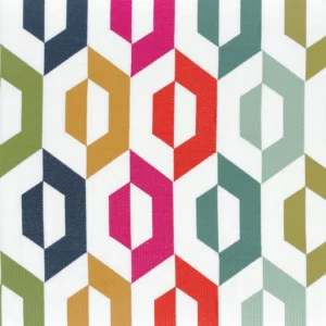 multicolour geometric embroideried fabric from Camengo