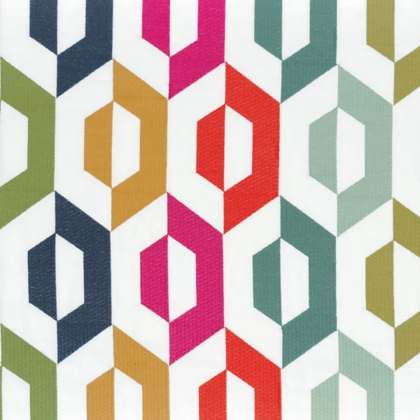 San Francisco Fabric - Multicolore by multicolour geometric embroideried fabric from Camengo