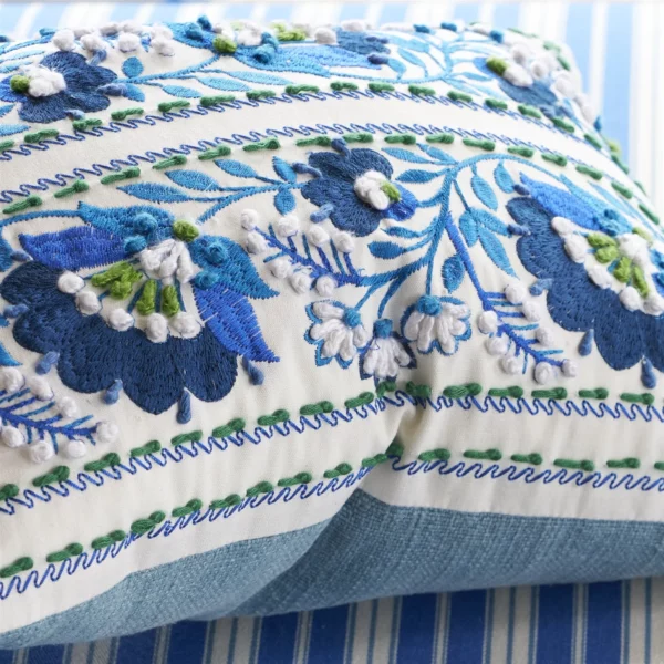 Enamel Flower 40cm x 30cm Cushion - Indigo from