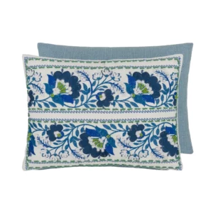 Enamel Flower 40cm x 30cm Cushion - Indigo