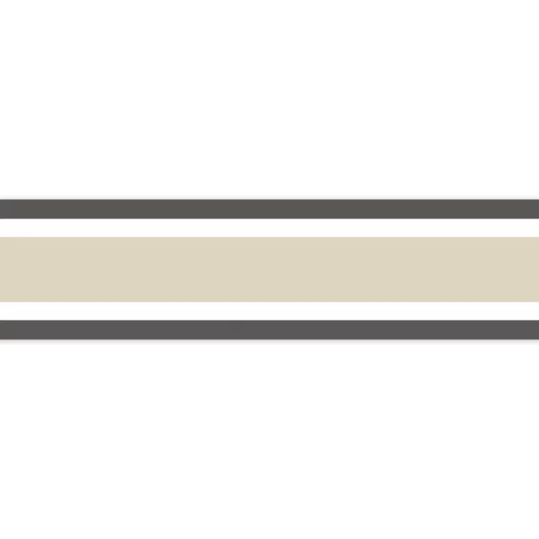 L Elegante Border - Beige Lin / Noir Fusain by brown striped wallpaper from casadeco