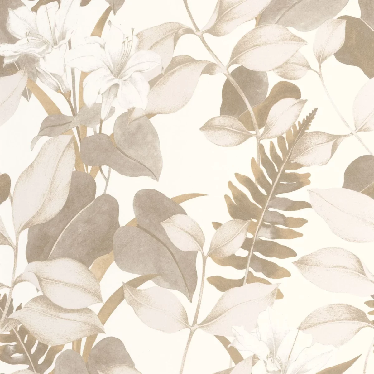 Royal Lily Wallpaper - Ficelle by neutral botanical wallpaper from casadeco