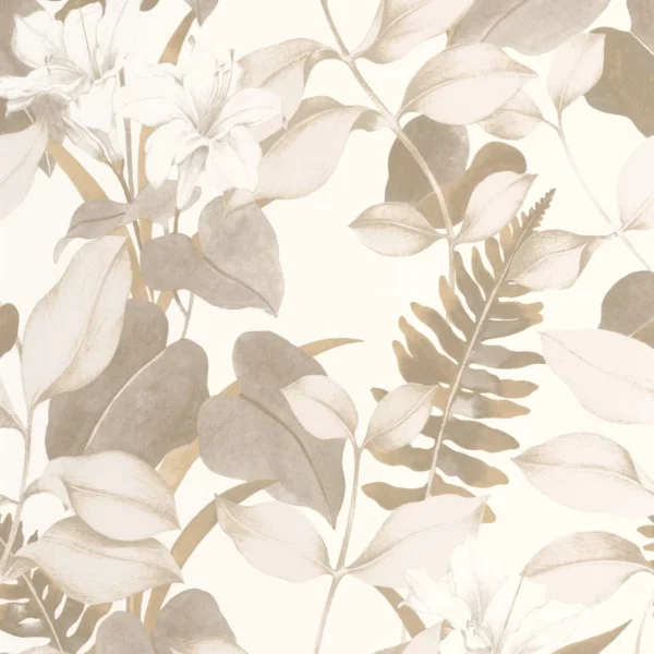 Royal Lily Wallpaper - Ficelle by neutral botanical wallpaper from casadeco