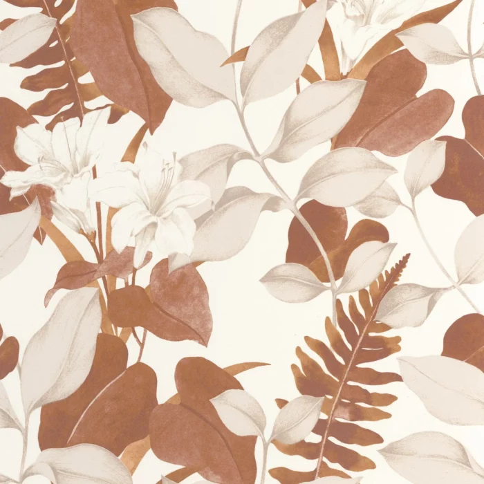 Royal Lily Wallpaper - Terre De Sienne fabric swatch SOLI200263443