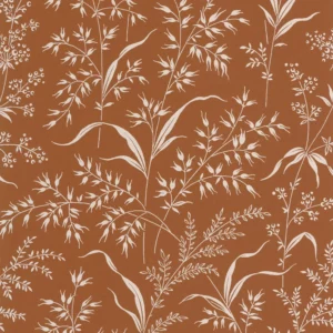 orange botanical wallpaper from casadeco