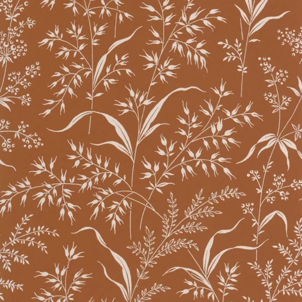 Grass Field Wallpaper - Terre De Sienne by orange botanical wallpaper from casadeco