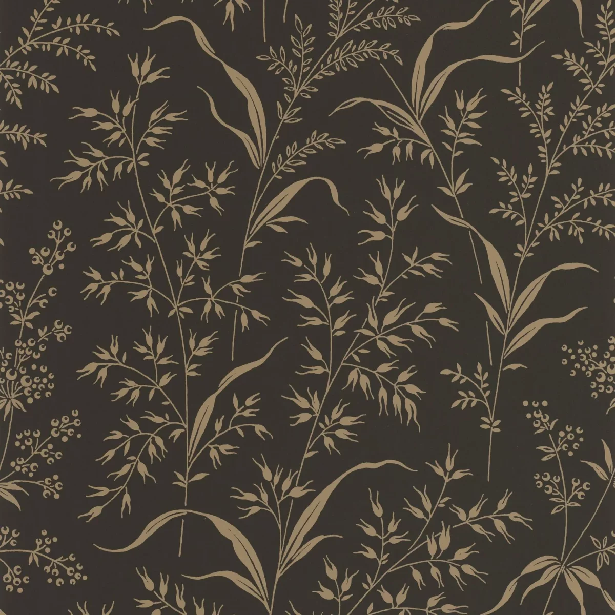 Grass Field Wallpaper - Tabac / Ardoise by black-grey botanical wallpaper from casadeco