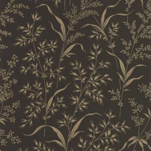 black-grey botanical wallpaper from casadeco