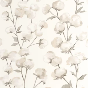 white botanical wallpaper from casadeco