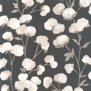 black-grey botanical wallpaper from casadeco