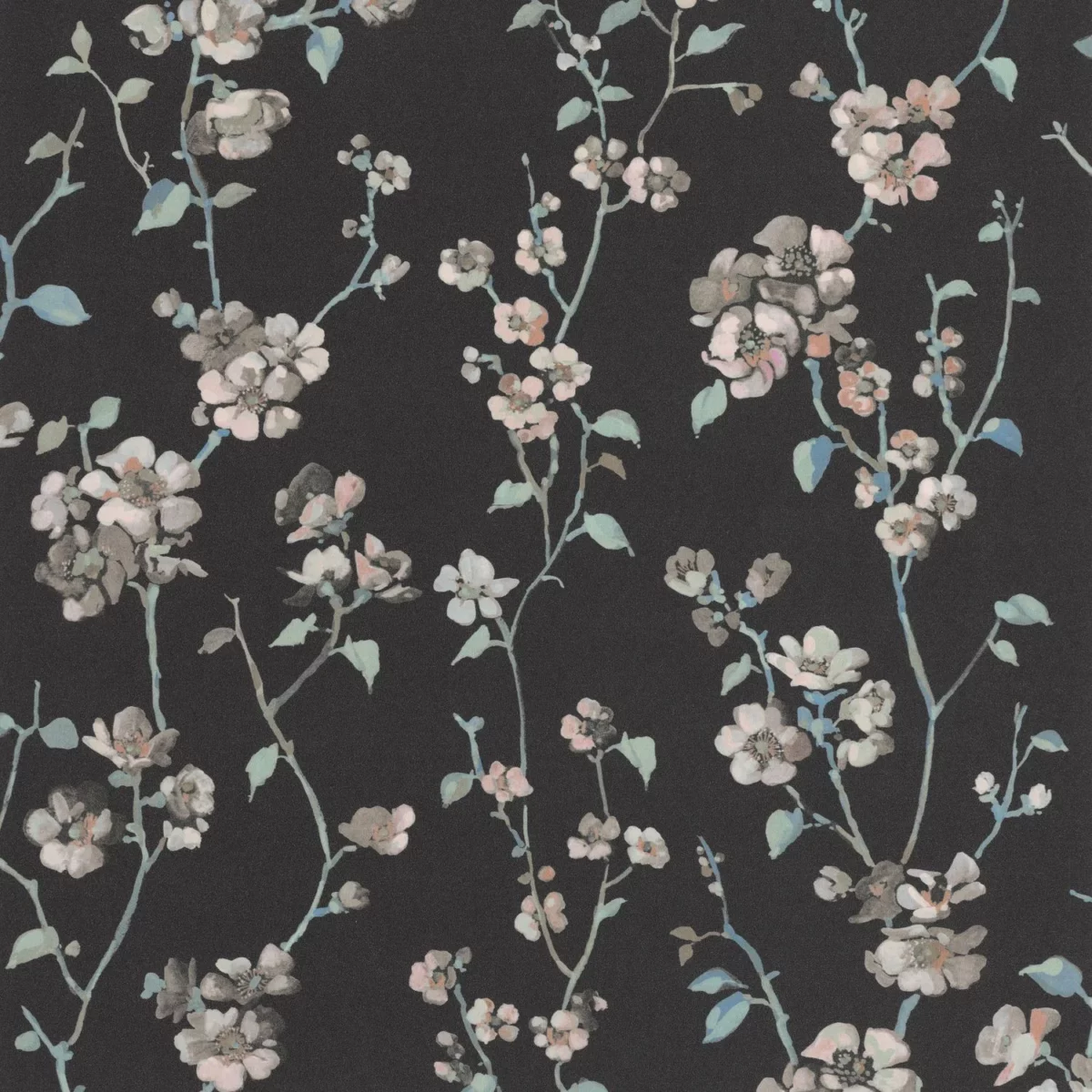 Apple Blossom Wallpaper - Ardoise by black-grey botanical wallpaper from casadeco