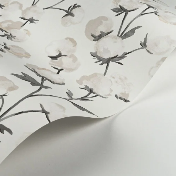 Cotton Flower Wallpaper - Vert Mousse by Cotton Flower Wallpaper - Vert Mousse from