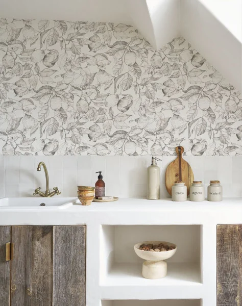 Lemon Tree Wallpaper - Fusain by Lemon Tree Wallpaper - Fusain from