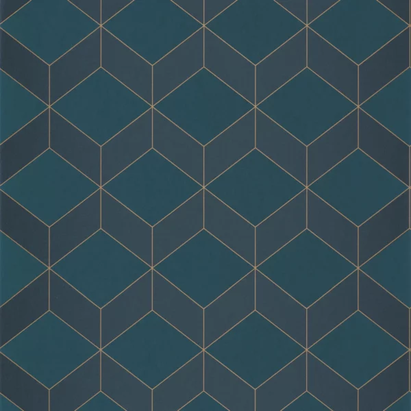 1930 Metro Wallpaper - Bleu by blue geometric wallpaper from casadeco