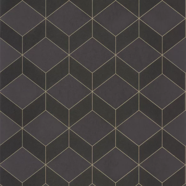 1930 Metro Wallpaper - Noir by black-grey geometric wallpaper from casadeco