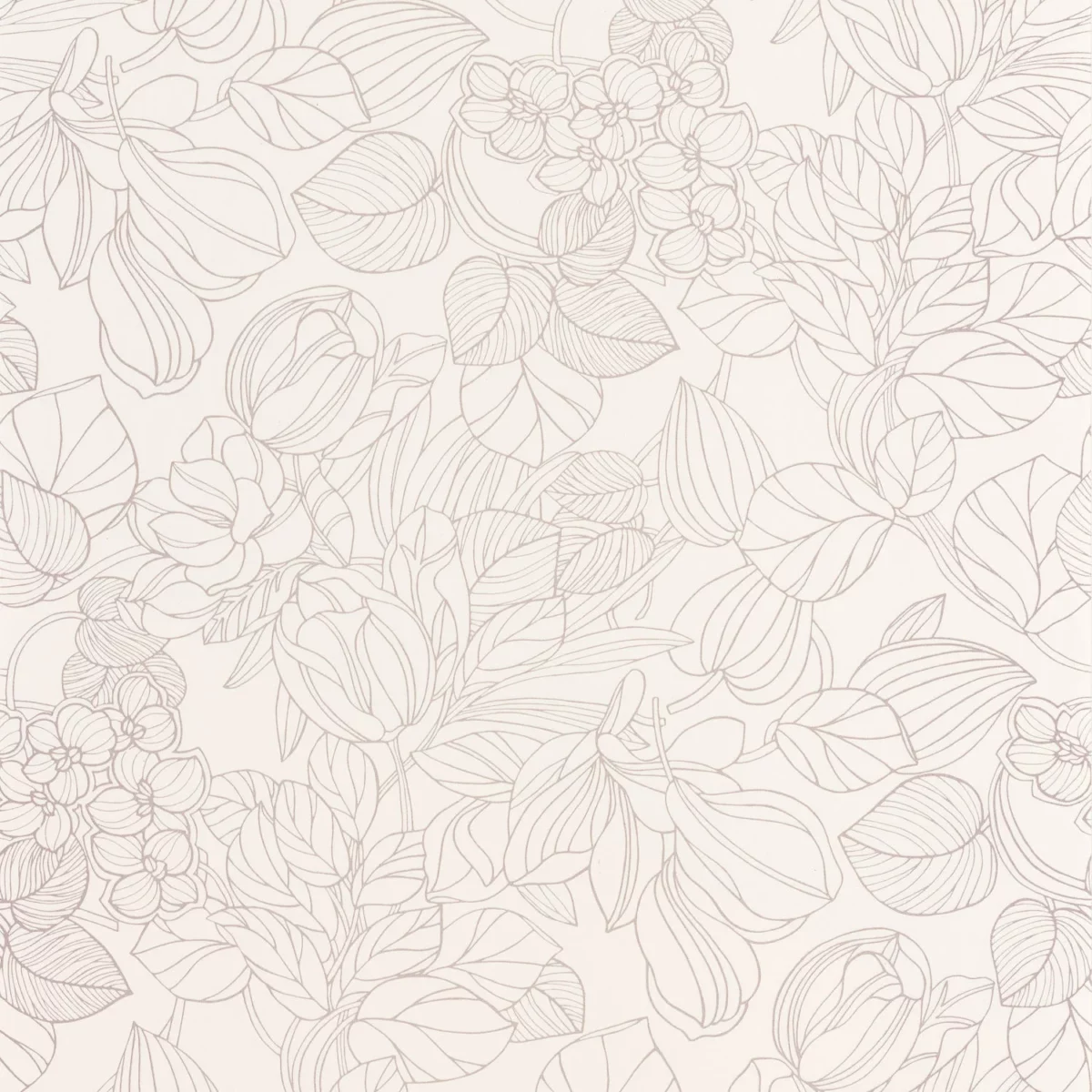 1930 Gravure Wallpaper - Blanc by neutral botanical wallpaper from casadeco