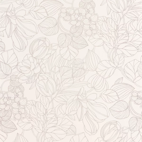 1930 Gravure Wallpaper - Blanc by neutral botanical wallpaper from casadeco