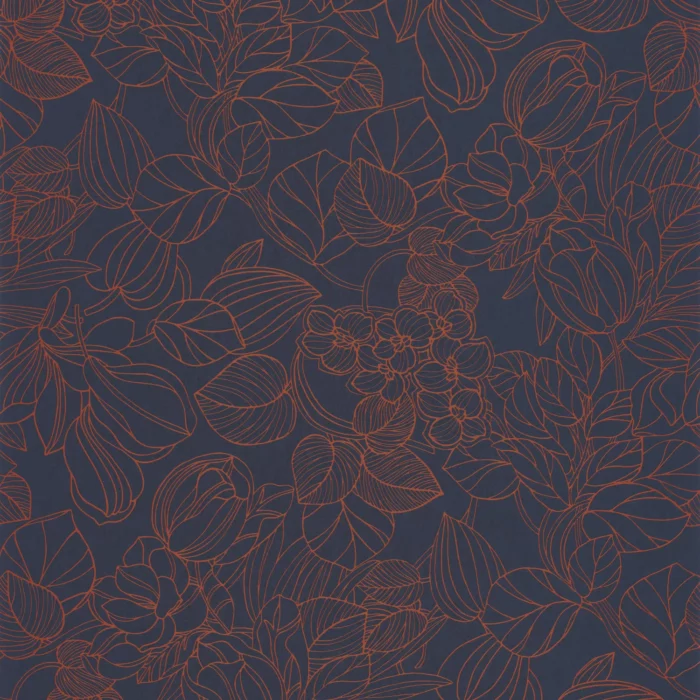 1930 Gravure Wallpaper - Bleu / Cuivre fabric swatch MNCT85726526