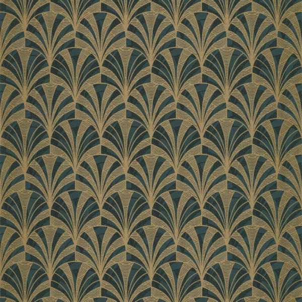 1930 Palmette Wallpaper - Vert by green retro wallpaper from casadeco