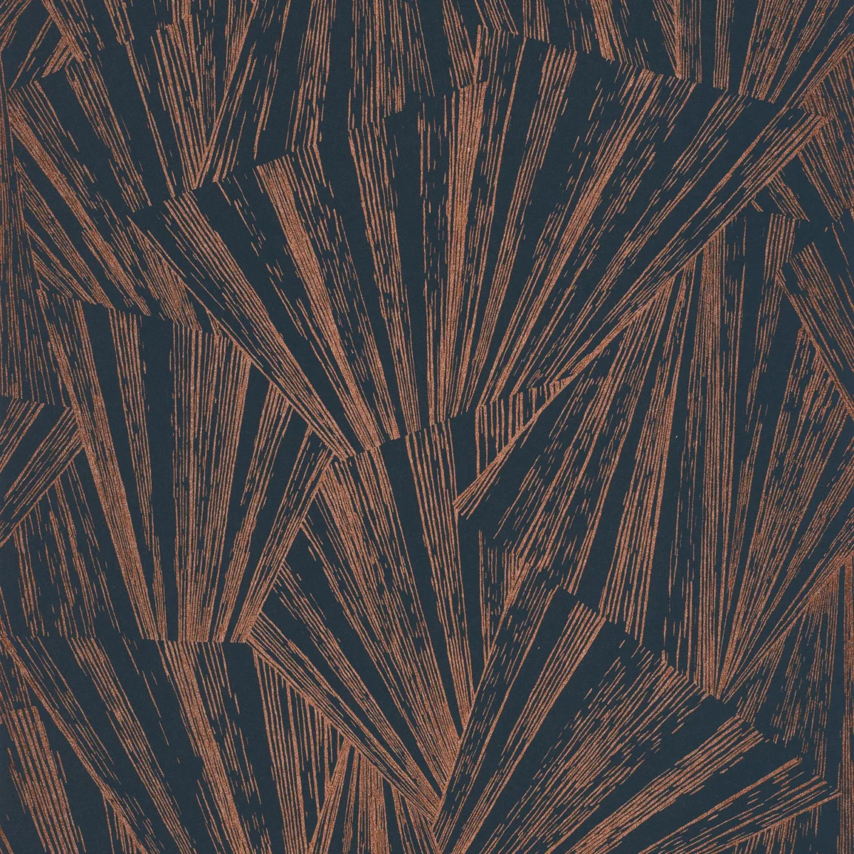 1930 Eclat Foil Wallpaper - Bleu / Cuivre by blue geometric wallpaper from casadeco