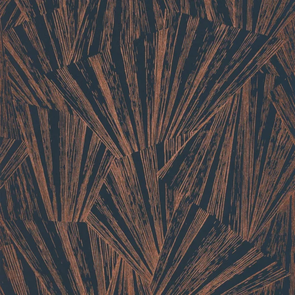 1930 Eclat Foil Wallpaper - Bleu / Cuivre by blue geometric wallpaper from casadeco