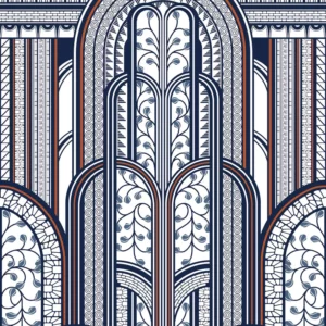 blue retro wallpaper from casadeco