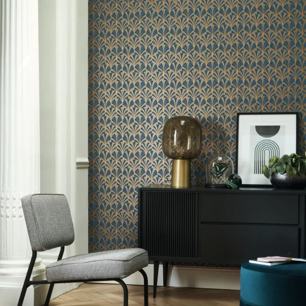 1930 Palmette Wallpaper - Vert by 1930 Palmette Wallpaper - Vert from