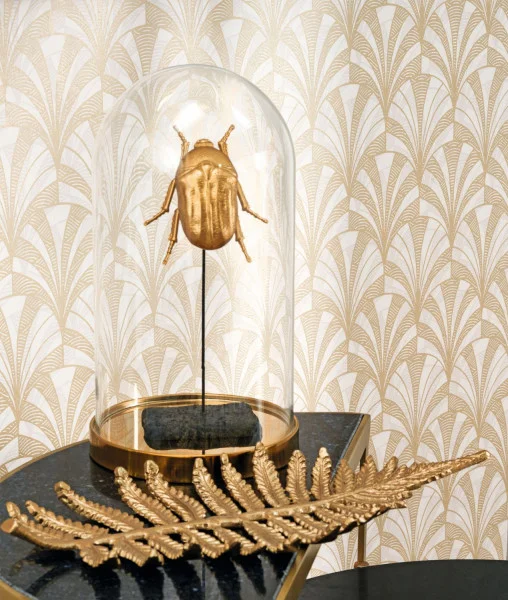 1930 Palmette Wallpaper - Beige by 1930 Palmette Wallpaper - Beige from