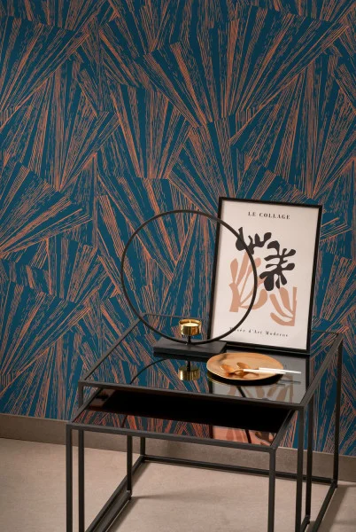 1930 Eclat Foil Wallpaper - Bleu / Cuivre by 1930 Eclat Foil Wallpaper - Bleu / Cuivre from