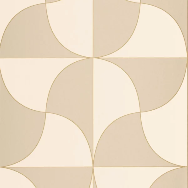 Virevolte Wallpaper - Beige Ficelle by neutral retro wallpaper from casadeco