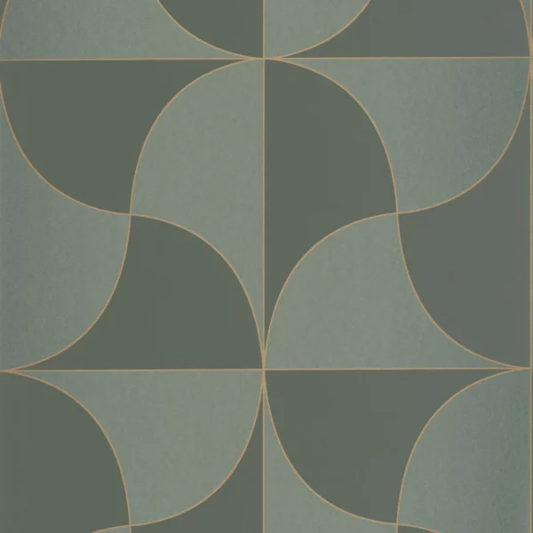 Virevolte Wallpaper - Vert Taiga by green retro wallpaper from casadeco