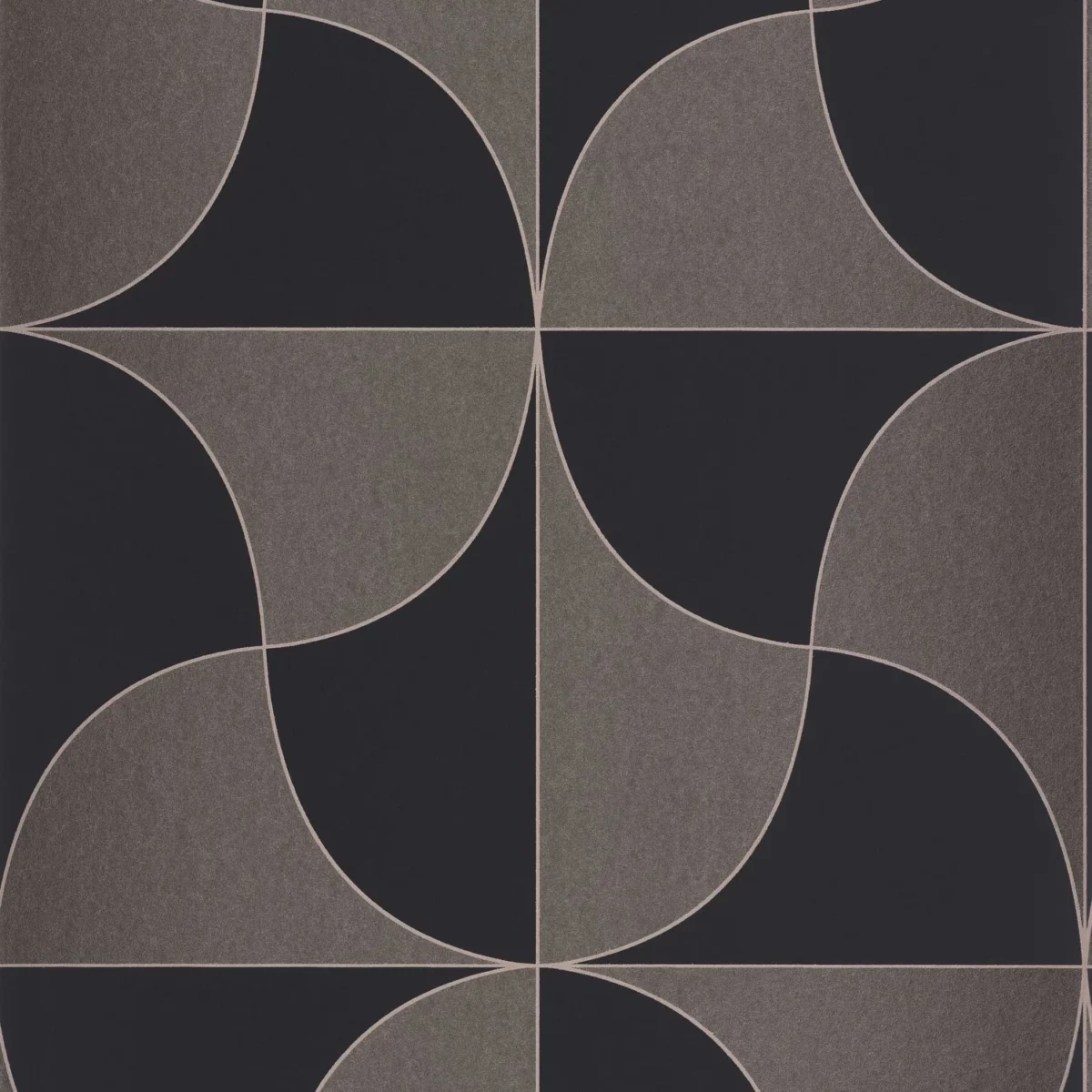 Virevolte Wallpaper - Noir Reglisse by brown retro wallpaper from casadeco