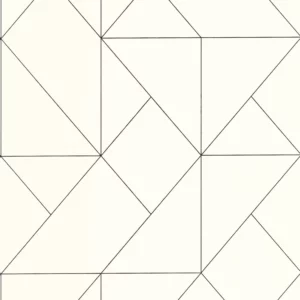 white geometric wallpaper from casadeco