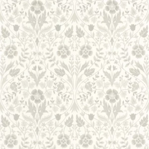 white botanical wallpaper from casadeco