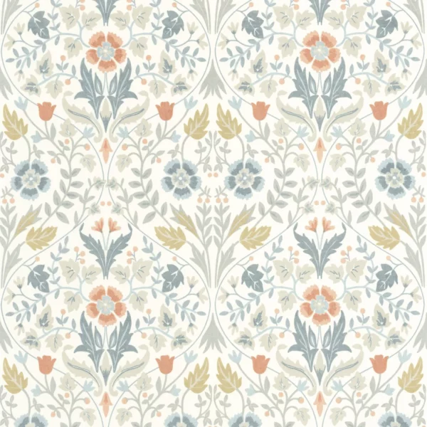 Archibald Wallpaper - Bleu Givre by multicolour botanical wallpaper from casadeco