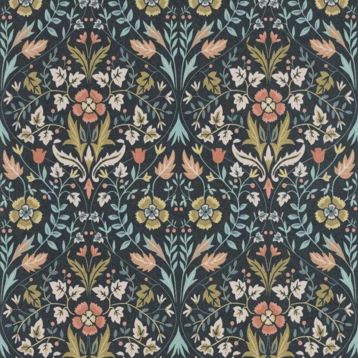 Archibald Wallpaper - Bleu Petrole fabric swatch ARCR86336406