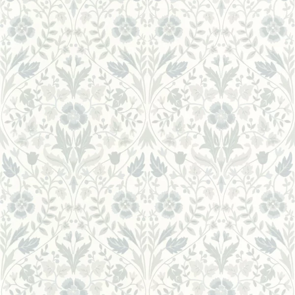 Archibald Wallpaper - Gris Givre by blue botanical wallpaper from casadeco