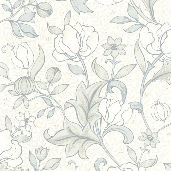 Isabella Wallpaper - Blanc Creuse by blue botanical wallpaper from casadeco