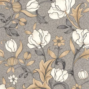 brown botanical wallpaper from casadeco