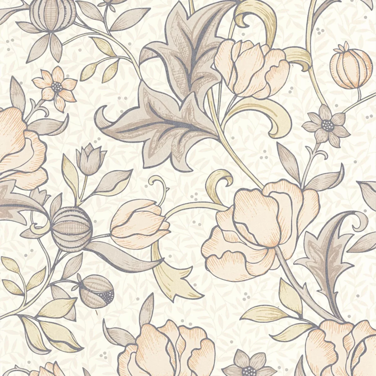 Isabella Wallpaper - Rose Poudre by brown botanical wallpaper from casadeco